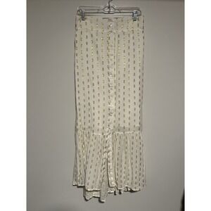 Perry Walker Maxi Relly Skirt White Gold Lurex Women's 4-6 NEW Boho Resortwear